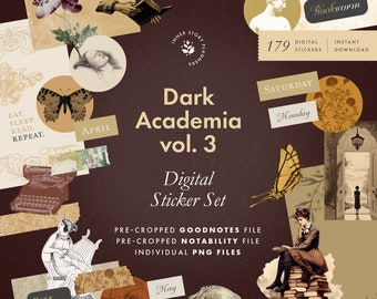 Dark Academia Stickers Vol. 3: Vintage Style Digital Planner, Journal Stickers (Goodnotes, Notability)