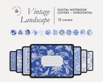 Capas de caderno digitais florais vintage: Paisagem vitoriana (download digital)