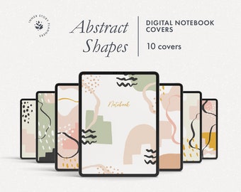 Abstract Shapes Digital Notebook Covers, Goodnotes Notability Planner (Digital Download)