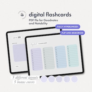 Digitale Karteikarten, 48 Schüler Karteikarten Notizbücher für Goodnotes und Notability, minimalistisches College-Studenten-Lernkarten-Notizbuch für iPad