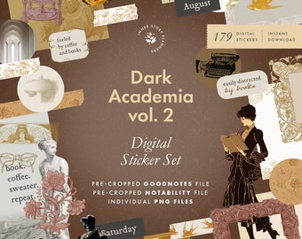 Pegatinas de Dark Academia Vol. 2: Diario vintage (digital)