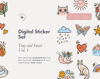 Adesivos digitais Doodle, arte para planner (download digital)