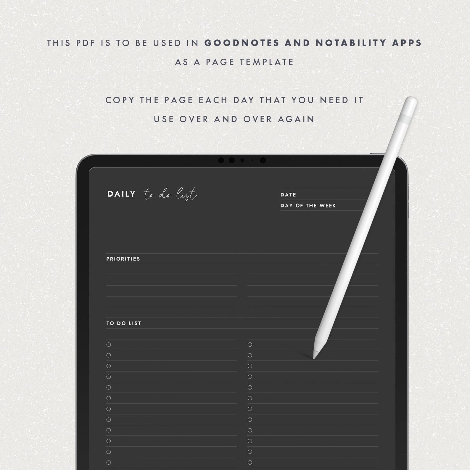 Minimalist Daily to Do List Template: Planning Pages for Goodnotes ...