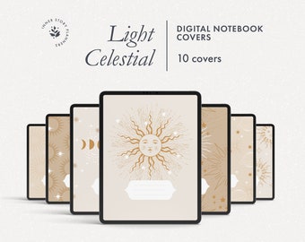 Celestial Digital Notebook Covers: Moon & Stars Goodnotes Planner (PDF)