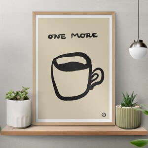 Modern Art Print, printable art, digital print, coffee cup illustration, Beige Black Wall Art