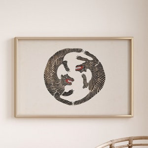 Japanese Tiger Print, Vintage Art, Japanese Wall Art, Japanese Art Print, Japanese Vintage Poster