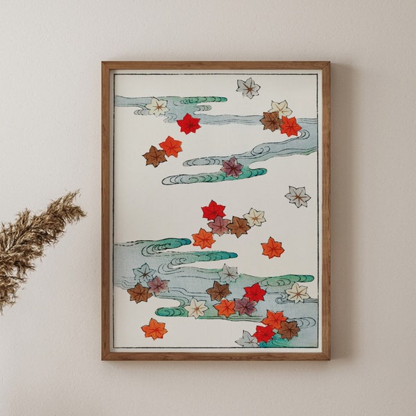 Autumn and water illustration from the Shin Bijutsukai, Japanese Decor, Fine Art Print, Gallery Wall Home Decor, Eclectic Home Decor