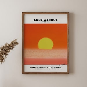 Stampa Pop Art della mostra di Andy Warhol Sunset, stampa museale, poster di Warhol Sunset, stampe da parete per gallerie, stampa Pop Art