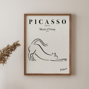 Picasso Art Print, Picasso - The Cat, Line Art Poster, Animal Wall Art, Minimalist Line Drawing, Mid Century Wall Art, Art Lover Gift