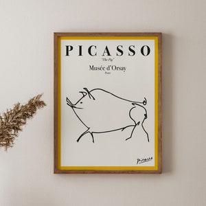 Picasso Exhibition Poster, Pig Poster, Animal Line Art, Minimalist Art, Ideal Gift, Modern Art Print