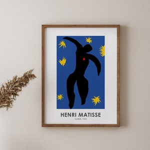 Henri Matisse Ikarus Ausstellungsplakat, Vintage und Retro Ausstellungsplakat, französische Künstler, minimalistisches Dekor, Galeriewand