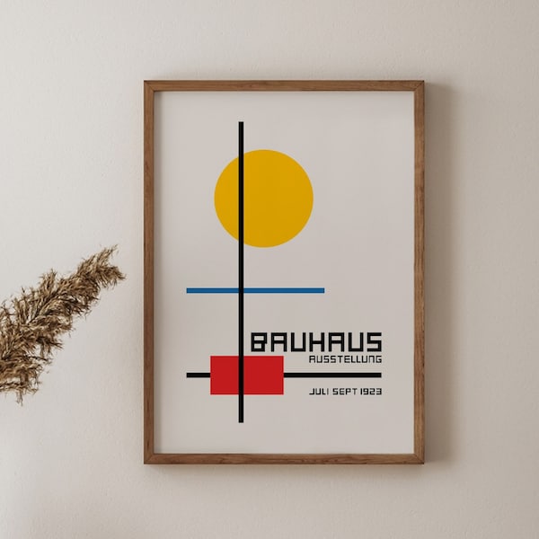 Bauhaus Geometric Poster Print, Geometric Maximalist Trendy Print, Bauhaus Abstract Poster, Retro Wall Art