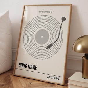 Custom Vinyl Lyrics Print, Personalised Music Poster, Off White, Customizable Music Gift, Anniversary Gift, Music Gift, Christmas Gift-NP08
