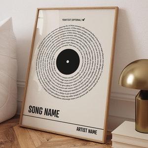 Letras de músicas personalizadas, branco-preto, pôster musical personalizado, presente musical personalizável, presente de aniversário de casamento, amante da música - NP01