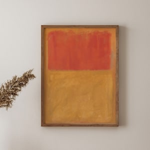 Impression d&#39;art Mark Rothko, couleurs orange et jaune, affiche abstraite minimaliste, décoration murale contemporaine, affiche de l&#39;exposition Rothko