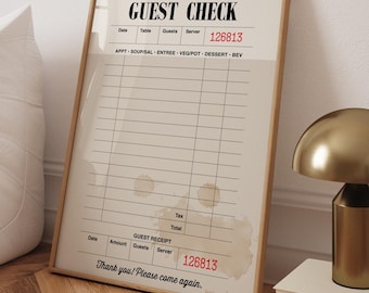 Vintage Diner Guest Check Poster – Rustic Cafe Kitchen Wall Art