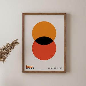 Geometrische Kreise Formen, Geometrisch Maximalist Trend Druck, Orange und Rot Kreise Wand dekor, Geometrisches Bauhaus Poster Druck