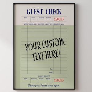 Gastcheque print, minimalistische keukenposter, gastencheque kunst aan de muur, retro preppy bon poster appartement kunst decor, trendy muurkunst, NGC-02