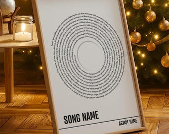 Custom Lyrics Print, Personalized Music Poster, Anniversary Gift
