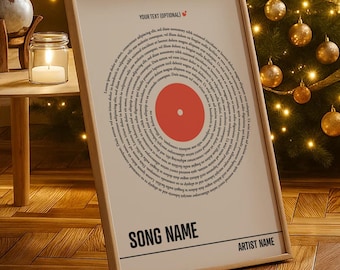 Custom Song Lyrics Print, Black-Orange, Personalised Music Poster, Customizable Music Gift, Wedding Anniversary Gift, Music Lover-NP02