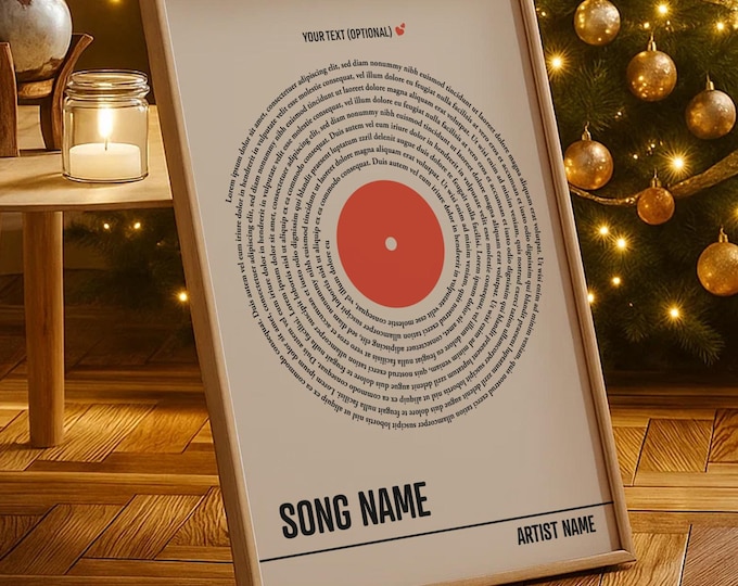 Custom Song Lyrics Print, Black-Orange, Personalised Music Poster, Customizable Music Gift, Wedding Anniversary Gift, Music Lover-NP02