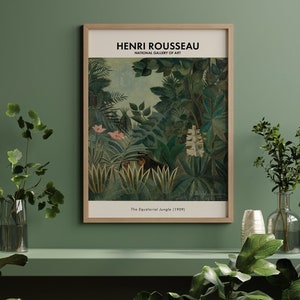 Henri Rousseau Print, The Equatorial Jungle, Vintage Exhibition Poster Art Print, Rousseau Painting, Retro Botanical