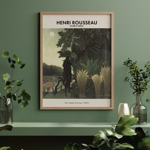 Henri Rousseau Wall Art, The Snake Charmer, Vintage Exhibition Poster, Office Decoration