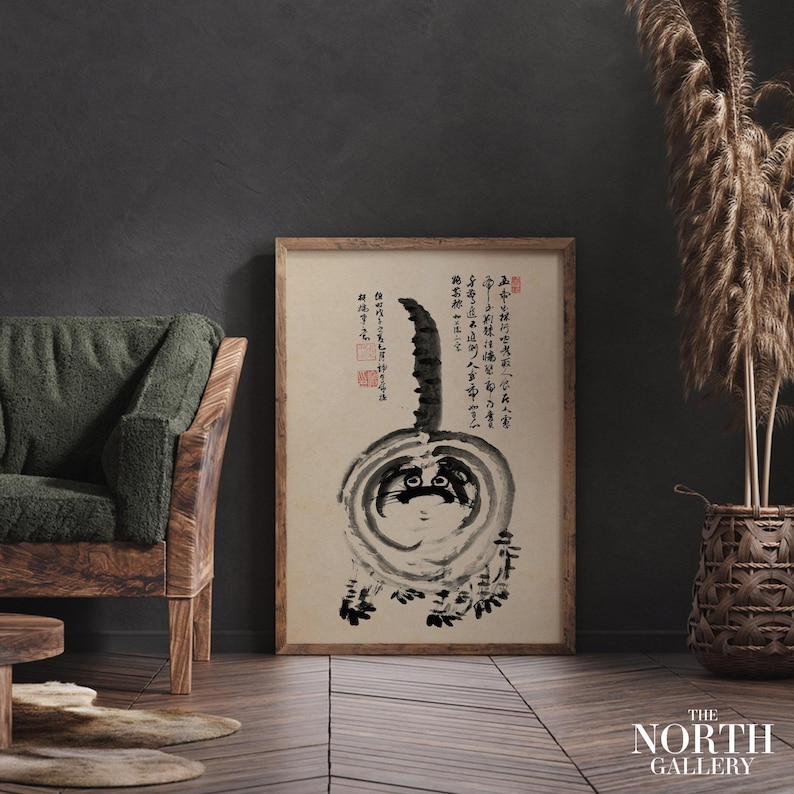 Japanese Cat Poster, Cat Print Vintage Art Print, Animal Art, Funny ...