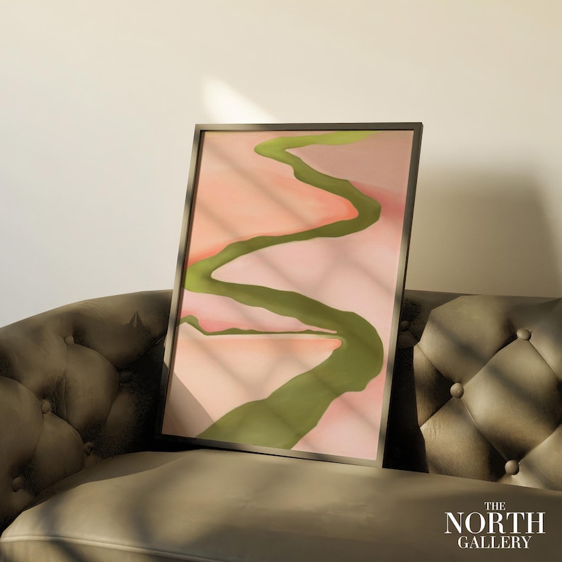 Georgia O'Keeffe Druck, Rosa & Grün Landschaftsplakat, moderne Kunst, Galerie Wandkunst, Housewarming Gif Bild 8
