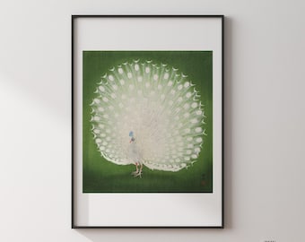 Peacock Art Print, Ohara Koson, Japanese Woodblock, Vintage Style Japan Art