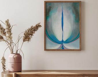 Georgia O'Keeffe Flowers Painting, Blue Line, Botanical Art Print