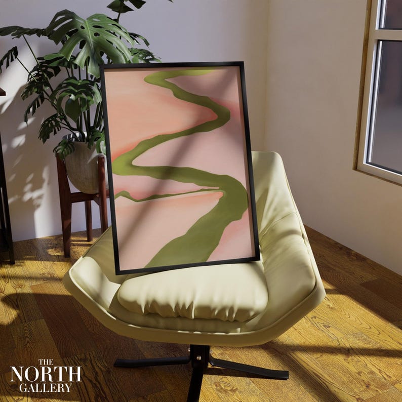 Georgia O'Keeffe Druck, Rosa & Grün Landschaftsplakat, moderne Kunst, Galerie Wandkunst, Housewarming Gif Bild 6