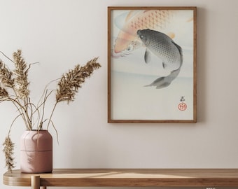 Ohara Koson Carp Print, Vintage Japanese Wall Art