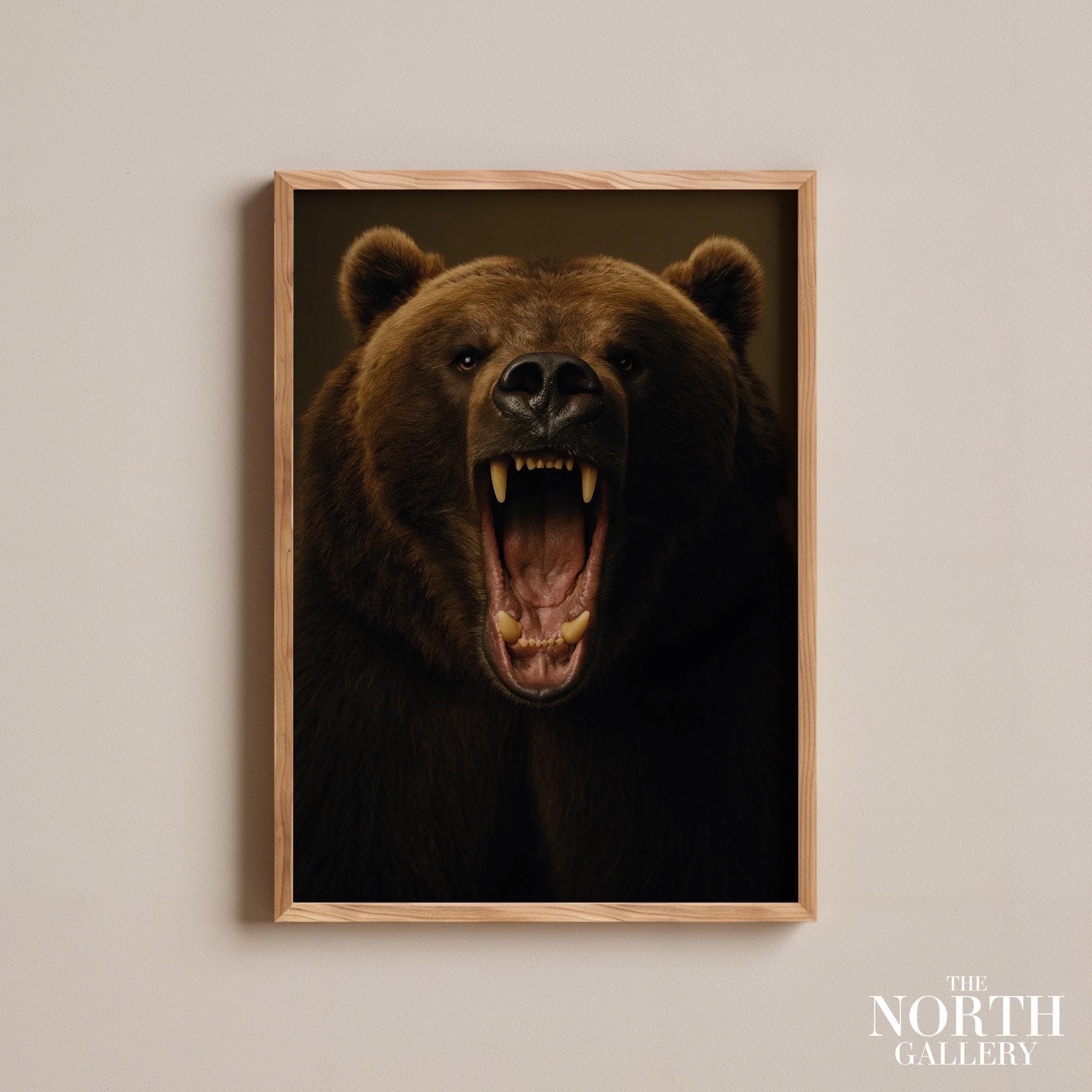 Roaring Grizzly Bear Print, Close-up Open Mouth Predator Poster