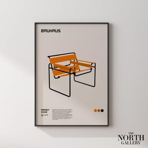 Bauhaus Chair Wall Art, Wassily Chair Exhibition Poster, Marcel Breuer Chair Poster, Orange and Black Contemporary Poster, Minimalist Decor