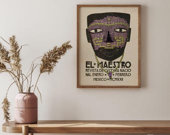 Mexiko El Maestro Kunstdruck, Antike Figur Wanddeko