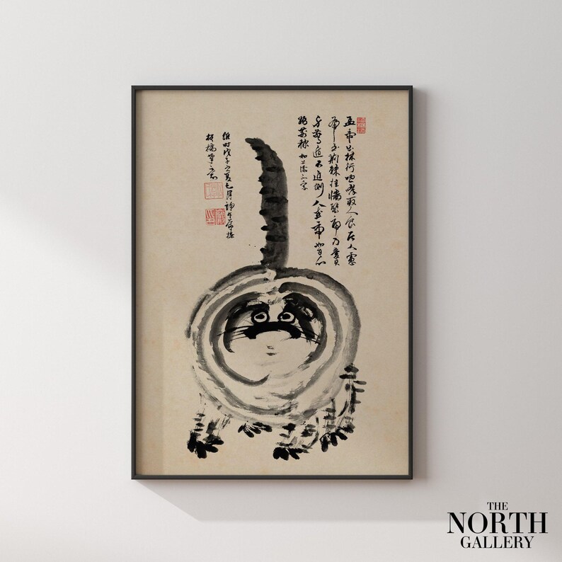 Japanese Cat Poster, Cat Print Vintage Art Print, Animal Art, Funny ...