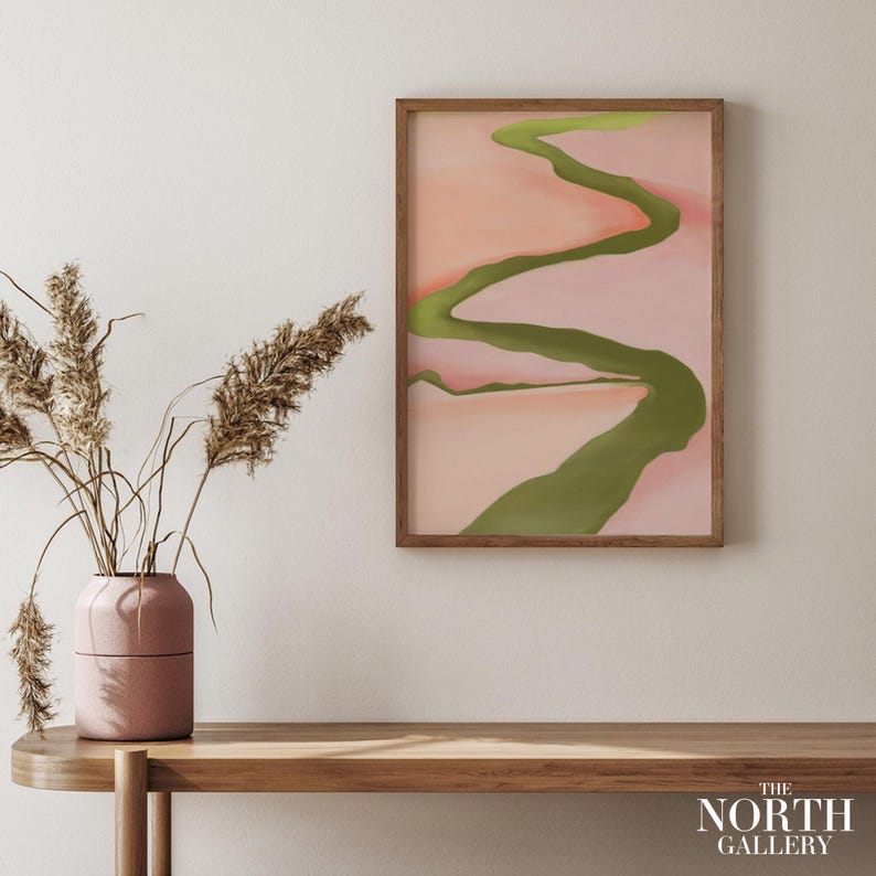 Georgia O'Keeffe Druck, Rosa & Grün Landschaftsplakat, moderne Kunst, Galerie Wandkunst, Housewarming Gif Bild 2