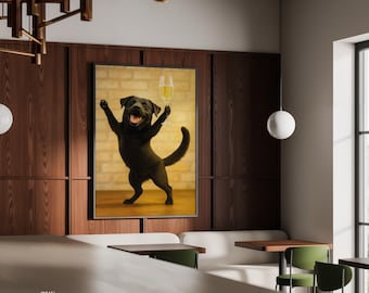 Black Lab Champagne Poster – Funny Dog Lover Bar Art Print