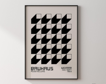 Bauhaus Geometric Wall Art Print, Mid Century Modern Decor