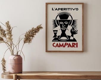 Campari Vintage Advertising Print, Bar Decor
