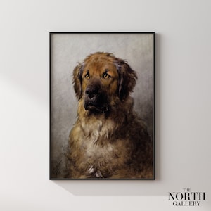 Vintage hondenschilderij, hondenportret, antiek huisdierportret olieverfschilderij, olieverfschilderij van een hond