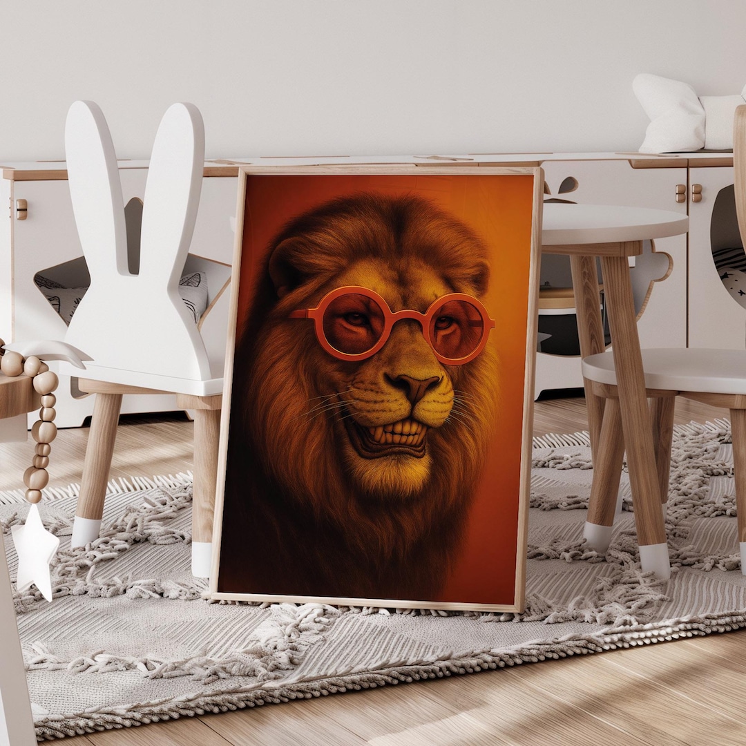 アート・デザイン・音楽 Vitra personalities 101 Photos Book XXL Cool Lion With Sunglasses Print, Funny Animal Art, Hipster Lion