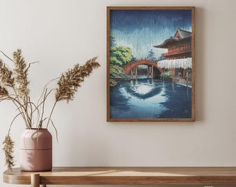 Tsuchiya Koitsu Kameido Tenmangu Shrine Print, Vintage Japanese Painting