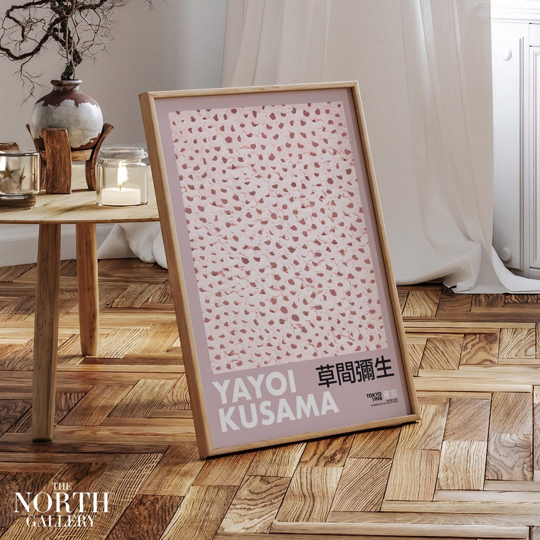 Yayoi Kusama Pink Infinity Nets Exhibition Poster, Contemporary