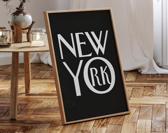 Modern New York Black and White Typography Print