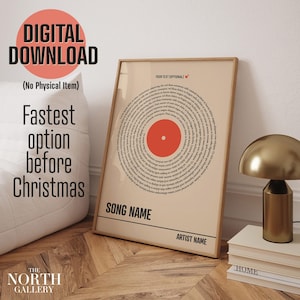 Impresión de letras de canciones personalizadas, negro y naranja, póster musical personalizado, regalo musical personalizable, regalo de aniversario de bodas, descarga digital