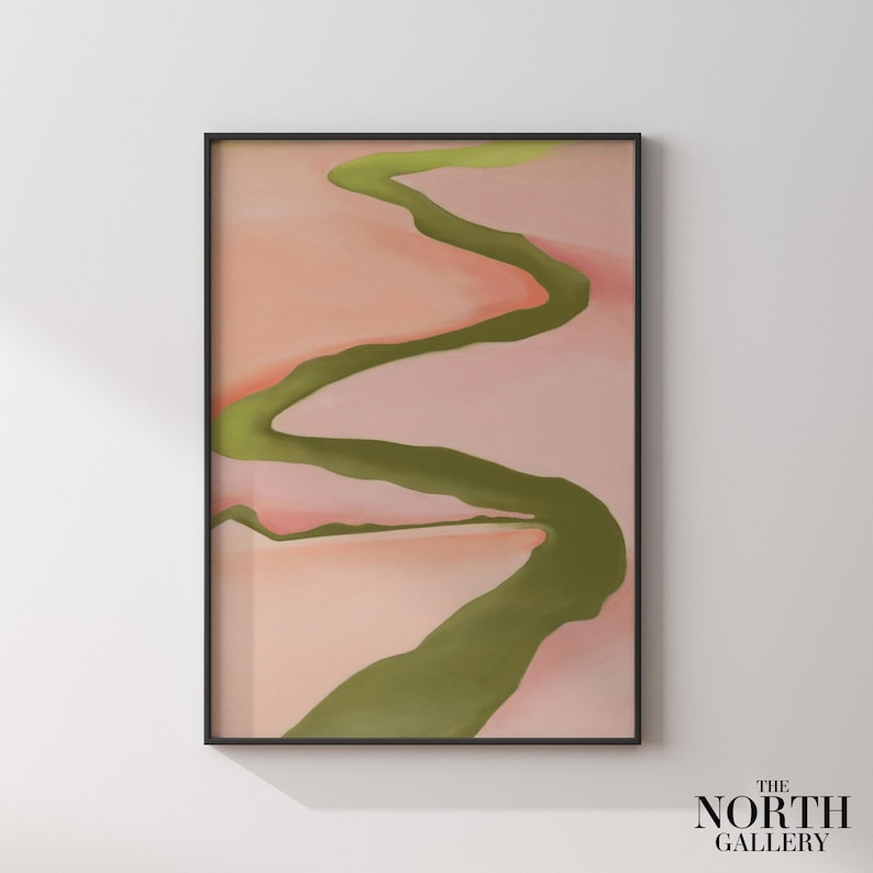 Georgia O'Keeffe Druck, Rosa & Grün Landschaftsplakat, moderne Kunst, Galerie Wandkunst, Housewarming Gif Bild 4