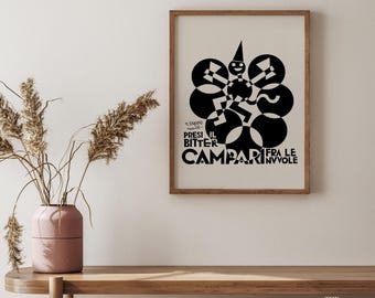 Vintage Bitter Campari Art Print, Italian Bar Decor