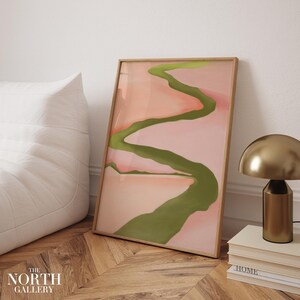 Georgia O'Keeffe Druck, Rosa & Grün Landschaftsplakat, moderne Kunst, Galerie Wandkunst, Housewarming Gif Bild 5